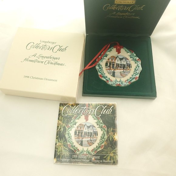 Longaberger Cream Collectors Club Hometown 1998 Christmas University Ornament - Picture 1 of 10